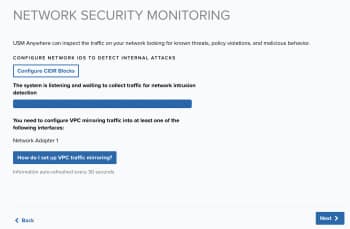 Network Security Monitory in the Setup Wizard