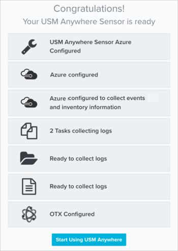 Review the summary of your Azure sensor configuration