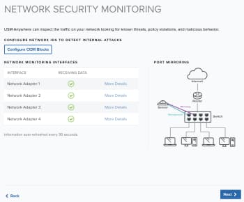 Network Security Monitory in the Setup Wizard