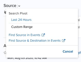 Alarm details, Search Pivot option
