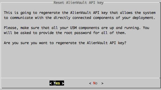 Reset AlienVault API Key confirmation